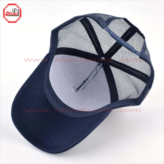 Navy 5 Panel Trucker Cap Professional Custom Printing Embroidery Logo Mesh Premium Foam Trucker Hat - 8009