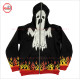 Full Zipup Hoodies black with Fire Flames on Cuff and Bottom Front and back face printed Best Selling Hoody - 2001