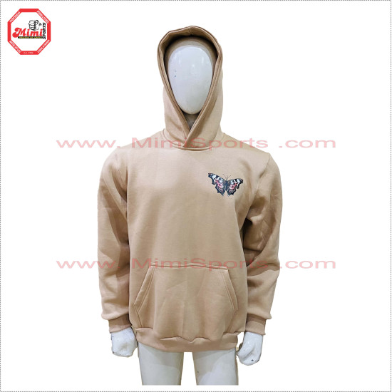 Pull Over Hoodie in Tan color with Puff Printing and DTG digital printed on Back - 2028