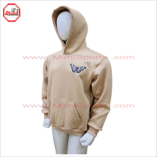 Pull Over Hoodie in Tan color with Puff Printing and DTG digital printed on Back - 2028