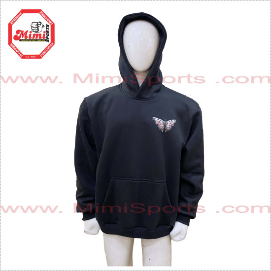 Pull Over Hoodie in Black color with Puff Printing and DTG digital printed on Back - 2029