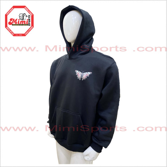 Pull Over Hoodie in Black color with Puff Printing and DTG digital printed on Back - 2029