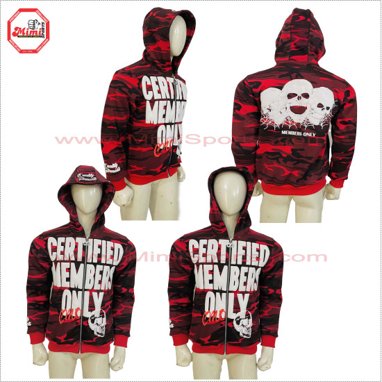 Pink Camouflage Hoodie Camo Hoodie with Puff Printed and Silver Metal Zipper Custom Zip Puller - 2030