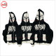 Full Face Zipup black Hoodie with Cargo Box Pockets Metal Silver Zipper black and white contrast - 2031