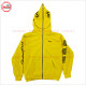 Full Face Zipup Fleece Cotton Hoodies in Yellow color with Puff Printed Design, Embroidery and Silver Metal Zipper - 2019