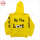 Full Face Zipup Fleece Cotton Hoodies in Yellow color with Puff Printed Design, Embroidery and Silver Metal Zipper - 2019