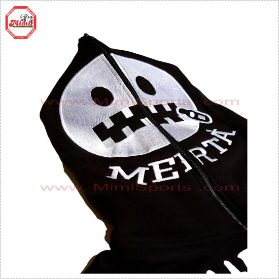 Black Full Face Zipup Hoodie with All over Embroidery Design in Hight quality and Low Prices , Low MOQ - 2020