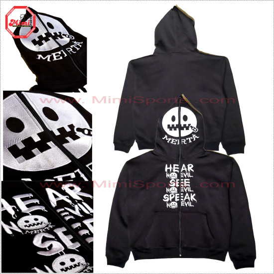 Black Full Face Zipup Hoodie with All over Embroidery Design in Hight quality and Low Prices , Low MOQ - 2020