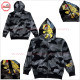 Sublimation Camo Printed Full Face Zipup Hoodie with High Quality Bee Embroidery with Low Price and Low MOQ - 2022