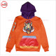 Pull Over Hoodie in Orange Color with Purple Hoodie and sublimation Printed Thermal Pocket on Front and Embroidery logos Low Price , Low MOQ - 2023