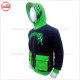 Full Face Zipup Hoodie in Black and Parrot Green Contrast with Box Cargo Pockets on Front  Embroidery design Low Price , Low MOQ - 2025