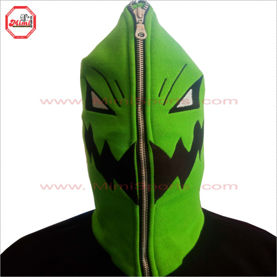 Full Face Zipup Hoodie in Black and Parrot Green Contrast with Box Cargo Pockets on Front  Embroidery design Low Price , Low MOQ - 2025