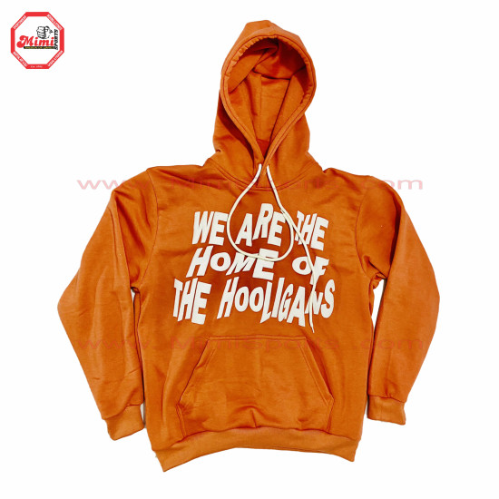 best Selling Hoodie Orange Pull Over with Puff Printing on Front with your custom designs-2009