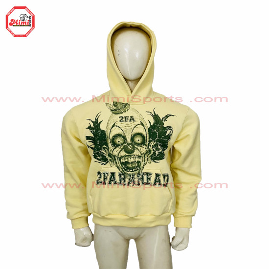 Wholesale Best Selling Cream color Pull Over Crop Men's Hoodies with Digital Screen Printed on Front Purple Green-2014