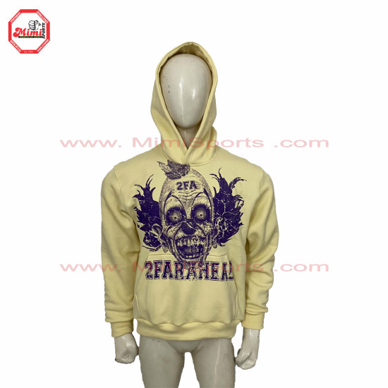 Wholesale Best Selling Cream color Pull Over Crop Men's Hoodies with Digital Screen Printed on Front Purple Green-2014