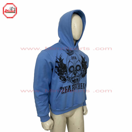 Wholesale Best Selling Blue color Pull Over Crop Men's Hoodies with Digital Screen Printed on Front Purple Green-2015