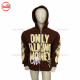 best Selling Hoodie Brown Zipup hoodie with off white Puff Printing on Front with your custom designs silver zipper-2012