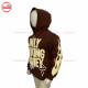 best Selling Hoodie Brown Zipup hoodie with off white Puff Printing on Front with your custom designs silver zipper-2012