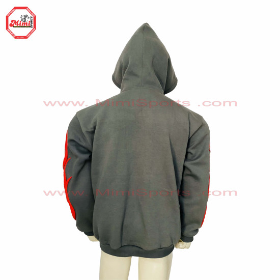 best Selling Hoodie Silver Grey Zipup hoodie with Puff Printing on Front with your custom designs silver zipper-2013