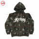 Sweat Suit Dark Grey Camo with Custom Camouflage green colors contrast with Puff Printing and Silver Metal Zipper - 1008