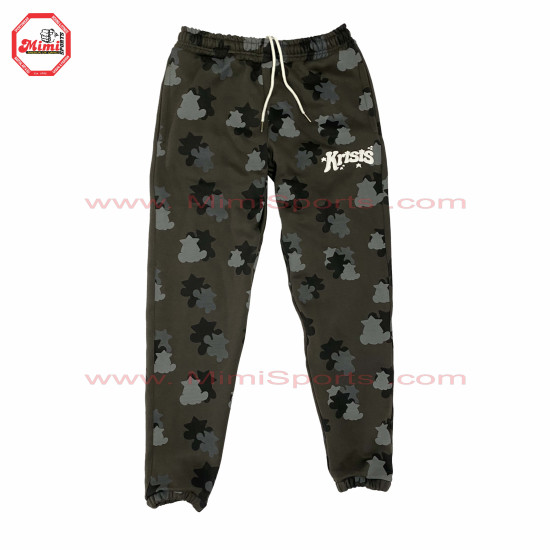 Sweat Suit Dark Grey Camo with Custom Camouflage green colors contrast with Puff Printing and Silver Metal Zipper - 1008