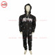 Sweat Suit Dark Grey Camo with Custom Camouflage green colors contrast with Puff Printing and Silver Metal Zipper - 1008