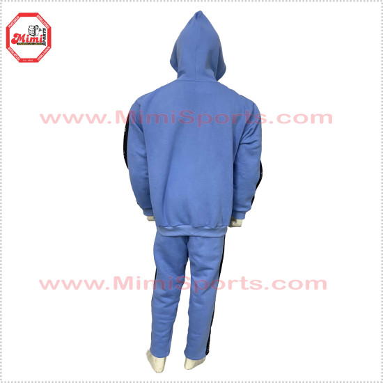 Sky Blue Sweat Suit Zip up with Black Stripe and Embroidery Logo - 1001