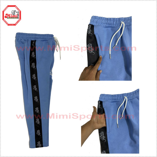 Sky Blue Sweat Suit Zip up with Black Stripe and Embroidery Logo - 1001