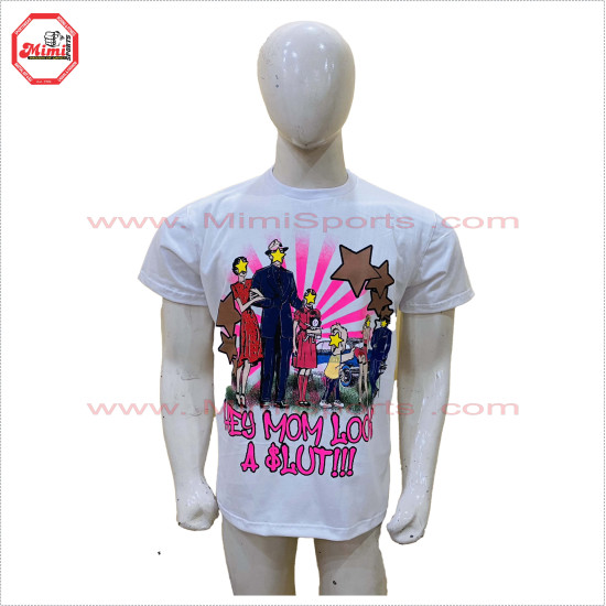 Digital Screen Printed White Tshirts with any of your picture printed custom design low price, LOW MOQ - 3004