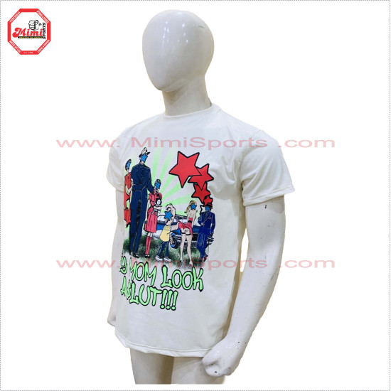 Digital Screen Printed off White Tshirts with any of your picture printed custom design low price, LOW MOQ - 3006