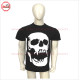 Black Cotton Tshirt with Skelton Head big print on front and words prints on back and sleeves LOW price Low MOQ - 3007