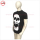 Black Cotton Tshirt with Skelton Head big print on front and words prints on back and sleeves LOW price Low MOQ - 3007