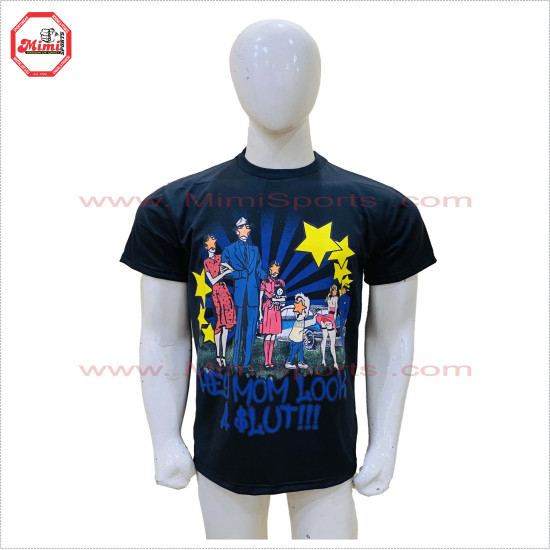 Digital Screen Printed Jet Black Tshirts with any of your picture printed custom design low price, LOW MOQ - 3009