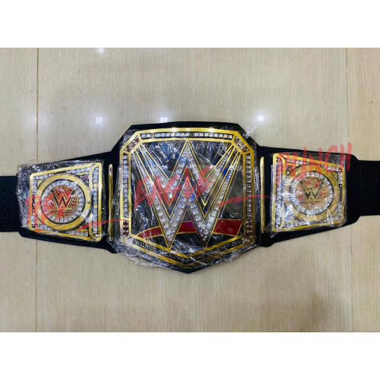 WORLD HEAVYWEIGHT CHAMPIONSHIP REPLICA TITLE BRASS BELT BLACK ADULT SIZE 2MM - CHAMP-1013