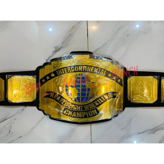 WWF New Intercontinental Heavyweight Championship Replica Wrestling Belt Black Brass -1006