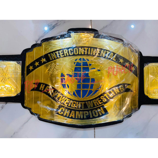 WWF New Intercontinental Heavyweight Championship Replica Wrestling Belt Black Brass -1006