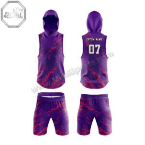 Custom Sublimated Hooded Football Uniform | Purple/Red Camo Design | MimiSports USA