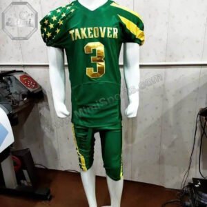 Custom Sublimated Performance Football Uniform | Green/Gold Star Design | MimiSports USA