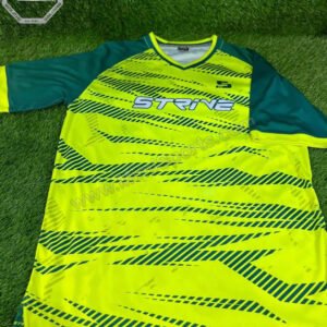 Custom Soccer Jersey – STRIVE Team Shirt with Number 56 | Neon Yellow & Green Diagonal Stripe Design |MimiSports USA