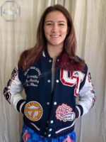 Custom New Jersey baseball varsity jacket with a pro-fit cut, team colors, and a mascot patch for school and club teams.