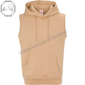 Custom Sleeveless Pullover Hoodie | Tan Casual Fit | MimiSports USA