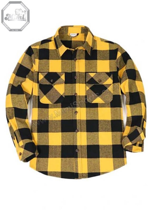 Technical view of MimiSports USA flannel showing a high-stitch-count embroidery logo for a premium 3D brand finish.